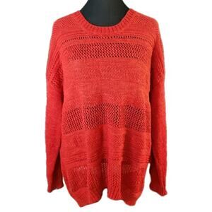 I.N.Studio WOMAN 3x Red Sweater Open Knit Metallic Accent Plus Relaxed Fit
